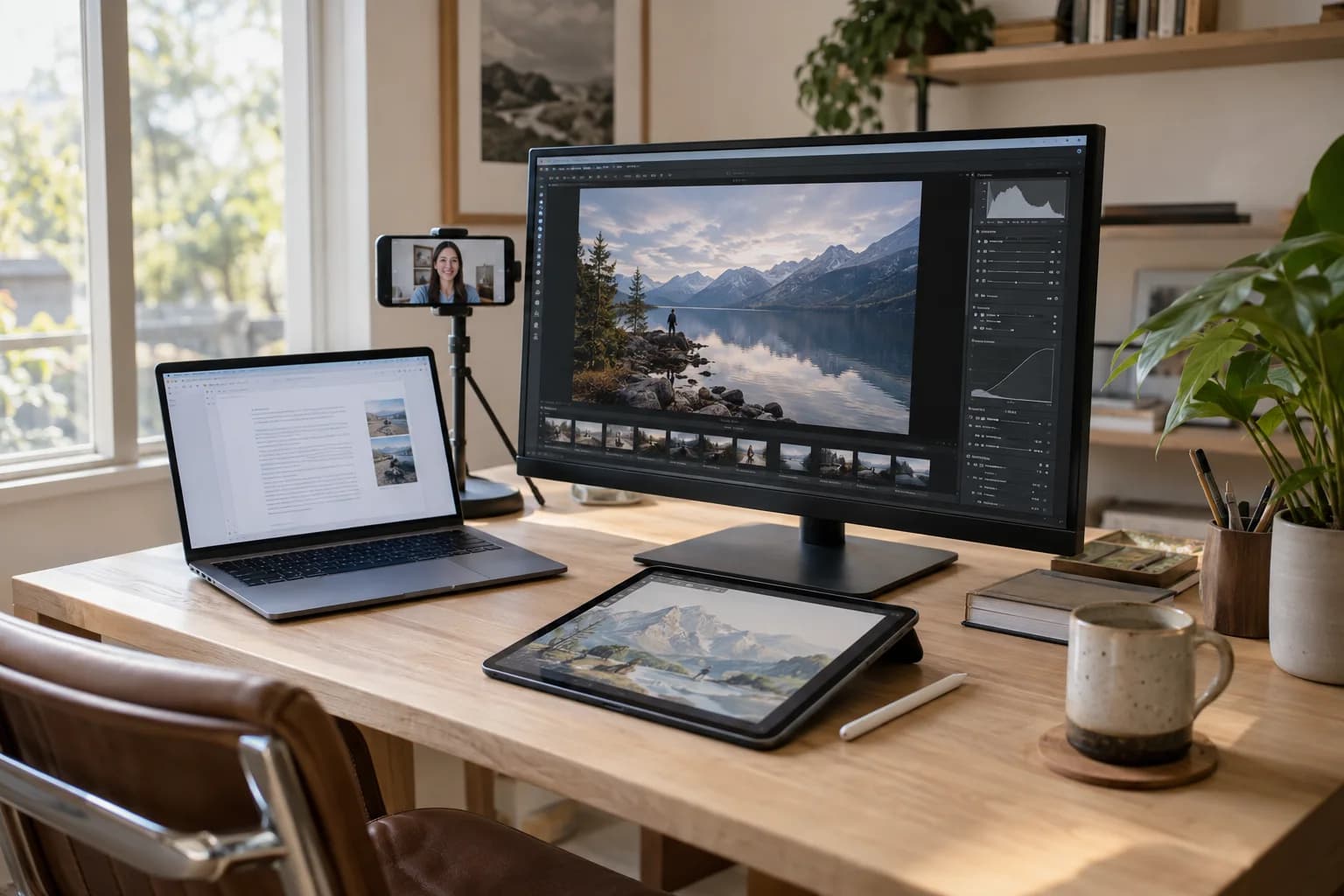 Secondo schermo, tavoletta grafica, webcam, computer connessi e controllo del telefono. Dai un nuovo ruolo ai tuoi dispositivi. · Immagine illustrativa