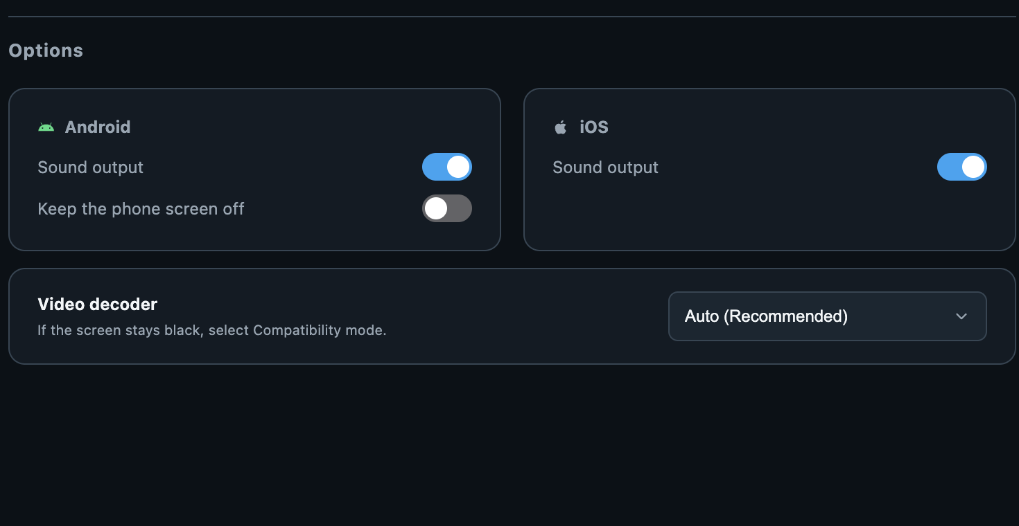 Audio and screen-off viewing · Any Display 1.6.2