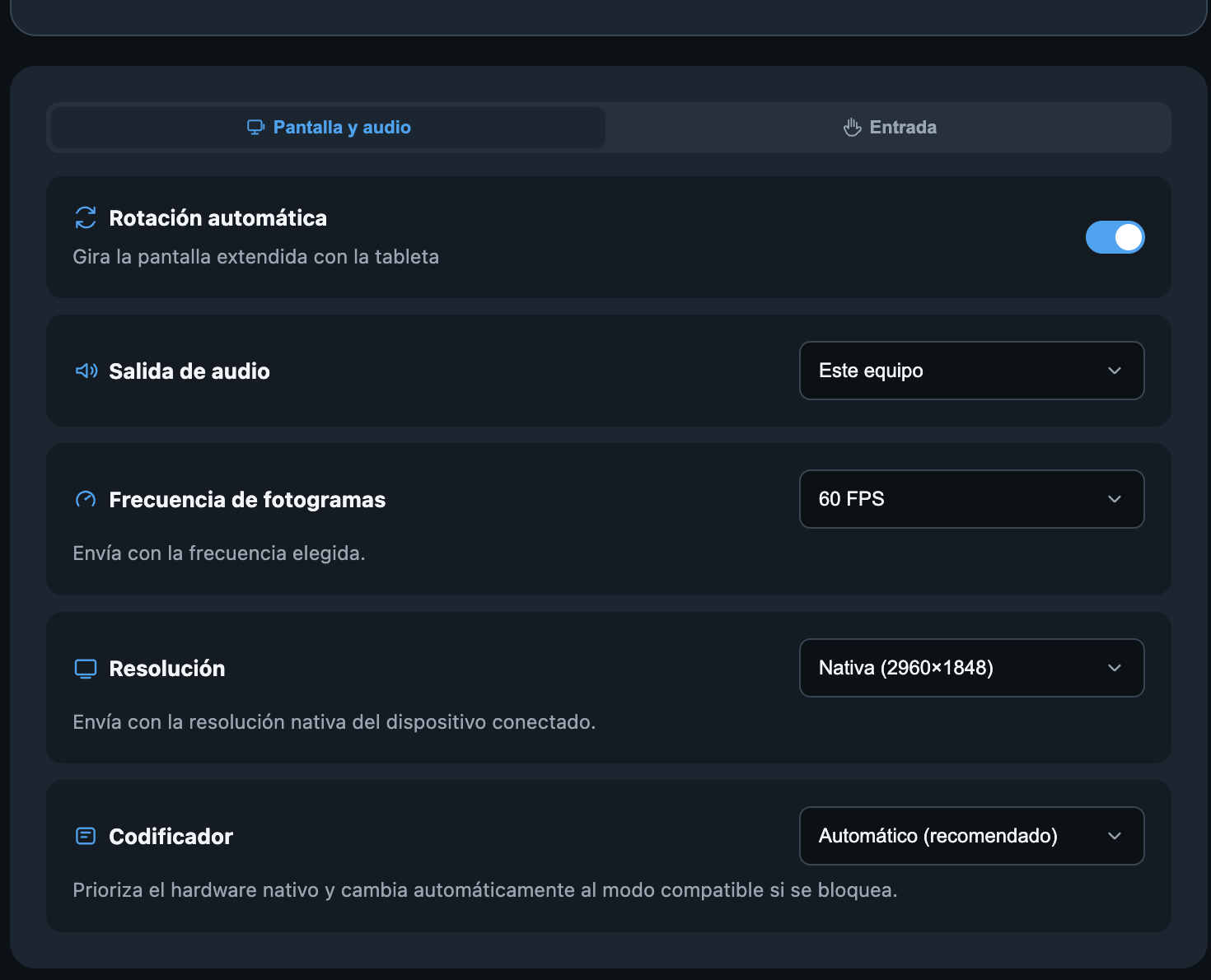Disposición, giro y calidad · Any Display 1.6.2