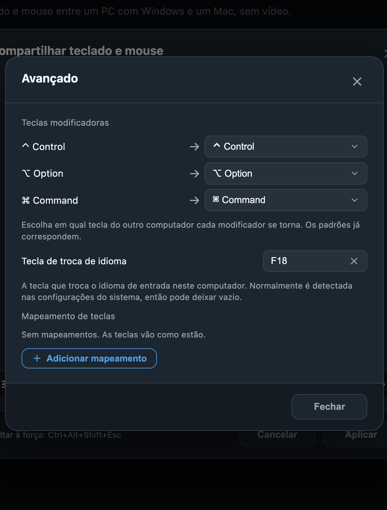 Modificadores e idioma · Any Display 1.6.2